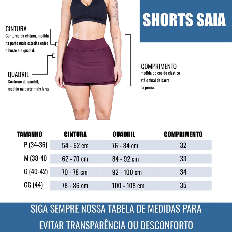 Short Saia Fitness Feminino