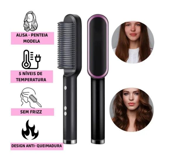 Escova De Cabelo Alisadora e Modeladora Elétrica FioPerfeito™