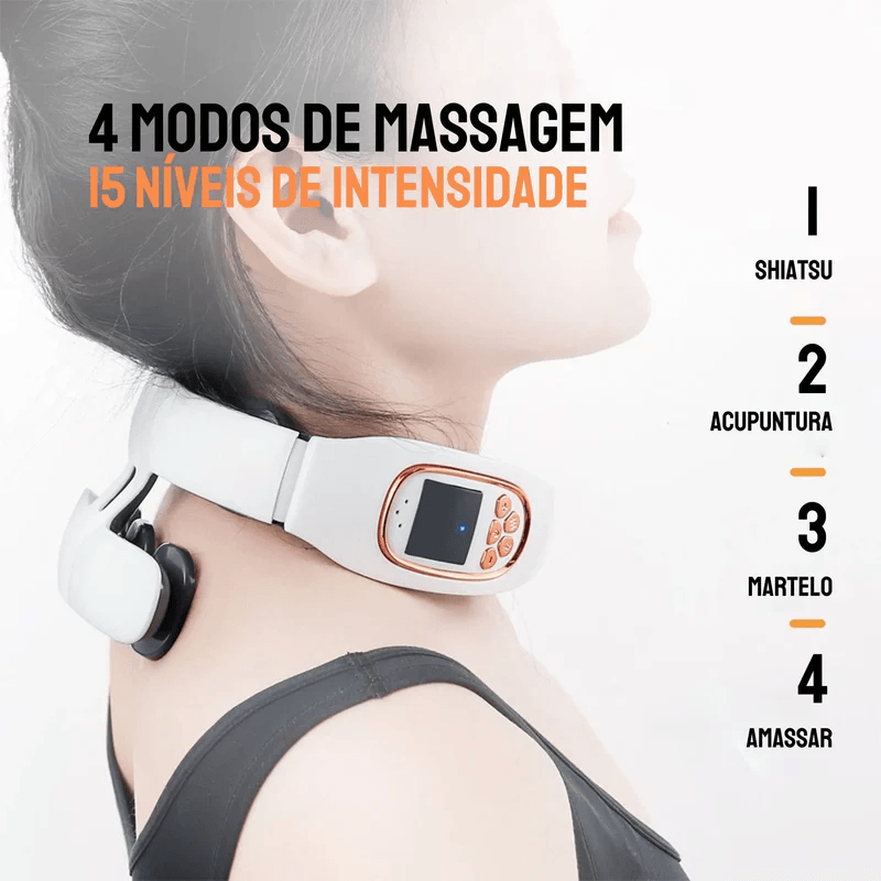 MassageMaster - Massageador de Pescoço e Cervical Inteligente com Compressa Quente