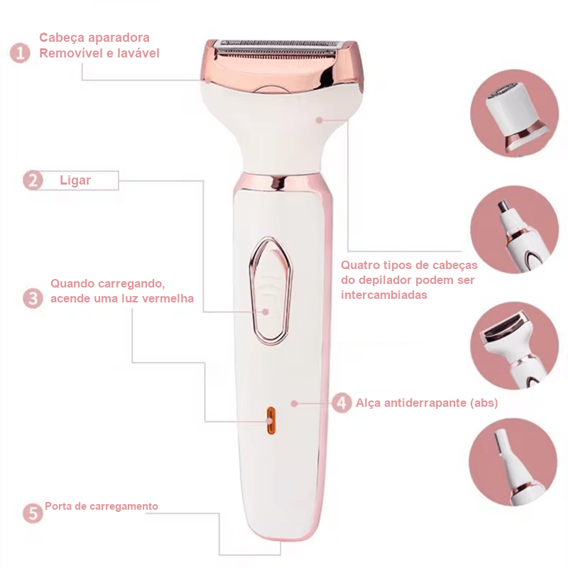 DepiBeauty Pro - Depilador Multifuncional 4 em 1 Recarregável