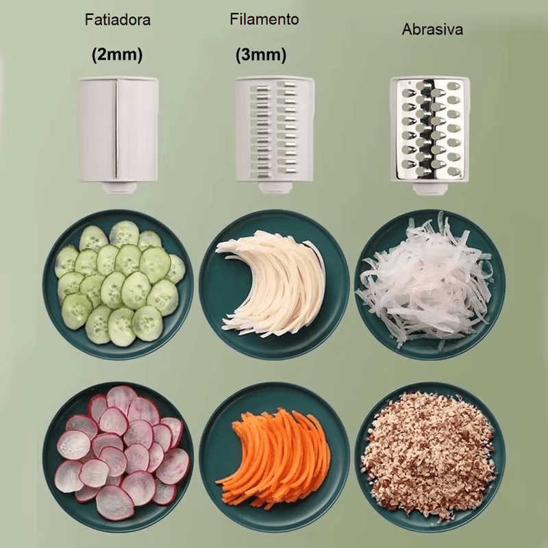 Ralador e Fatiador de Alimentos 3 em 1 Multifuncional
