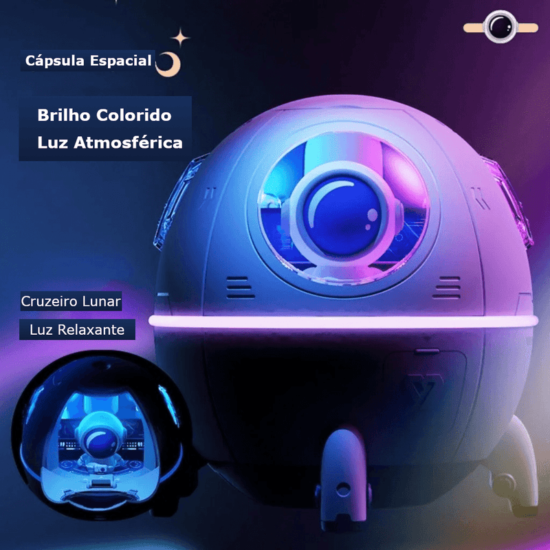Umidificador e Luminária Cápsula Espacial Astronauta USB
