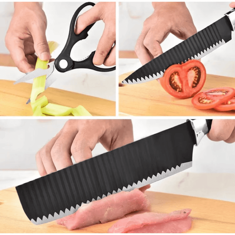 ChefSet 6 em 1 - Jogo de Facas Cozinha 6 Peças Inox Preto