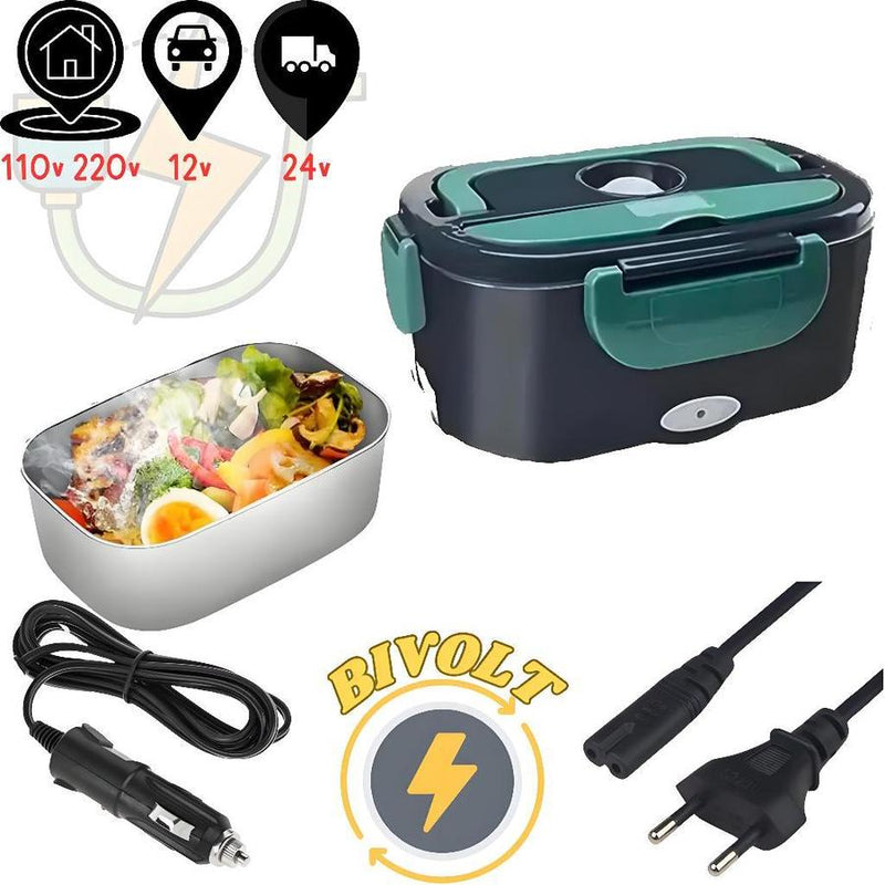 Lancheira Elétrica - Marmita Aquecedora de Alimentos com 2 Compartimentos