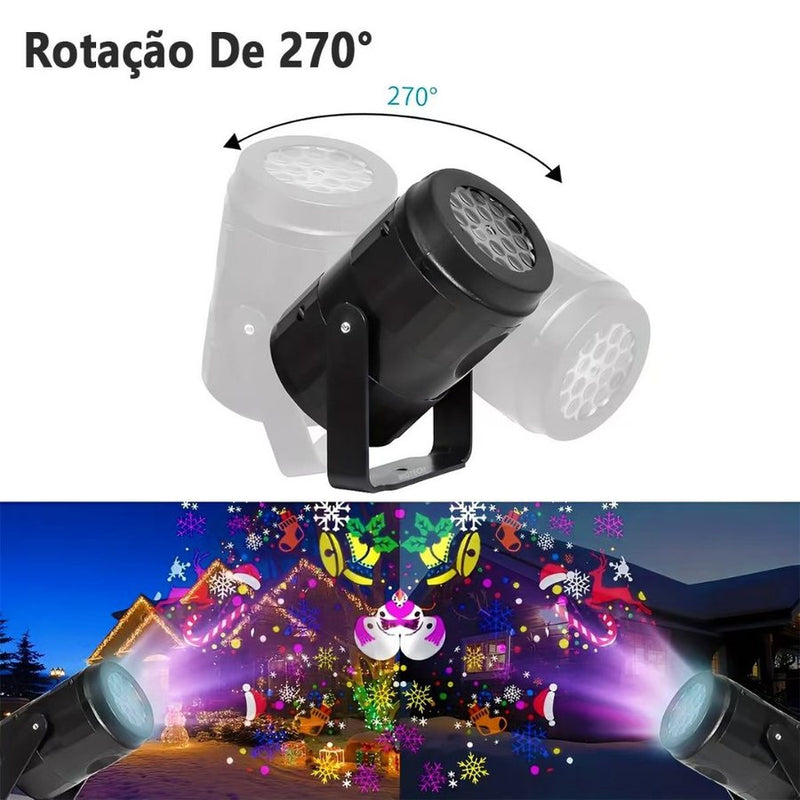 Projetor de Led Natal - Desenhos Natalinos Dinâmicos
