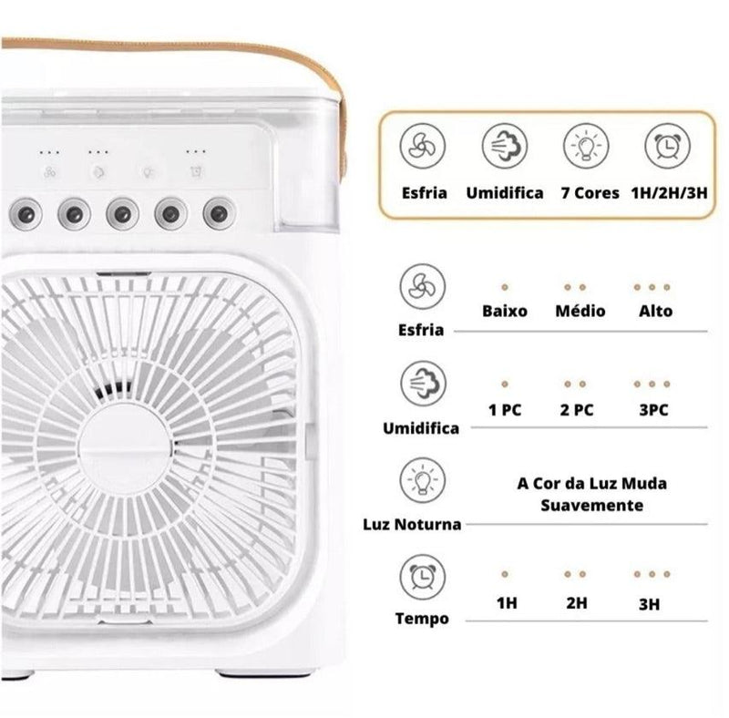 ClimaPro 3 em 1 - Ventilador, Umidificador e Climatizador de Ar Portátil