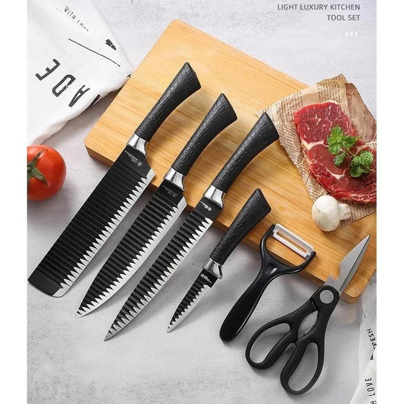 ChefSet 6 em 1 - Jogo de Facas Cozinha 6 Peças Inox Preto