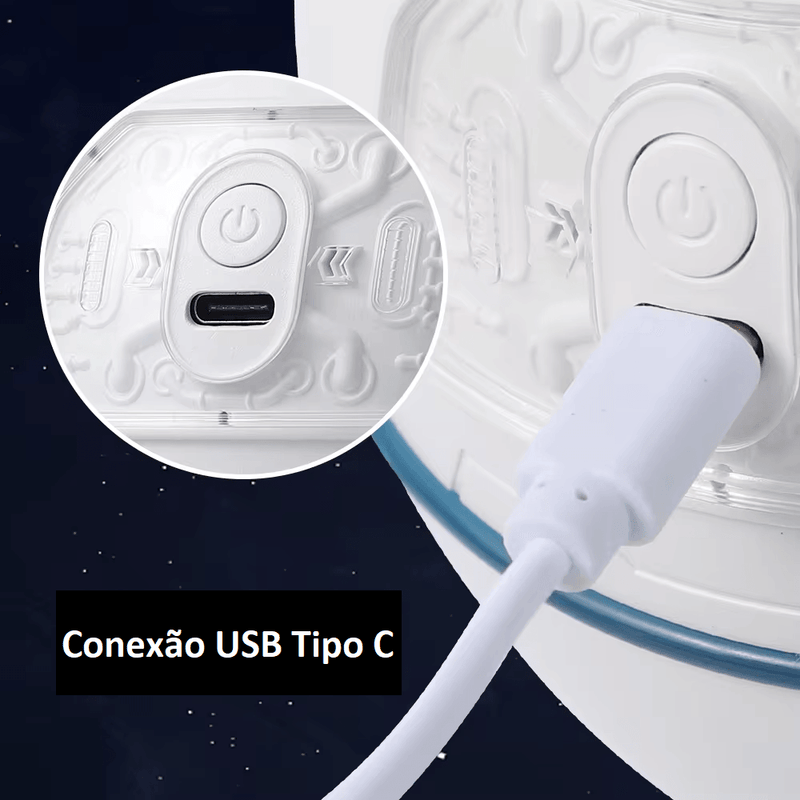 Umidificador e Luminária Cápsula Espacial Astronauta USB