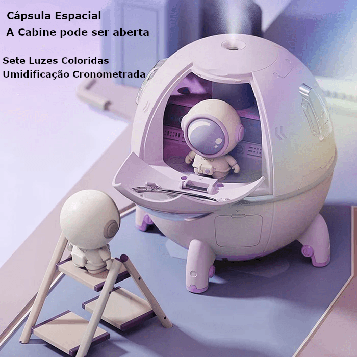Umidificador e Luminária Cápsula Espacial Astronauta USB