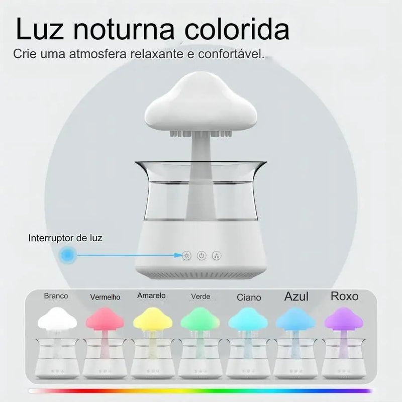 AquaNuvem - Umidificador Nuvem com Gotas Som de Chuva Relaxante