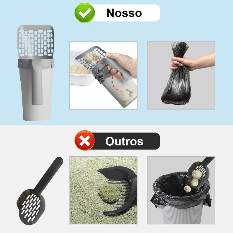 SandPet Clean - Pá para Limpeza Caixa de Areia com Recipiente e Saquinhos