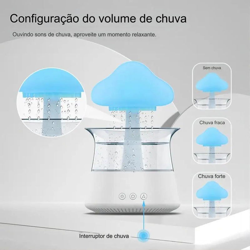 AquaNuvem - Umidificador Nuvem com Gotas Som de Chuva Relaxante