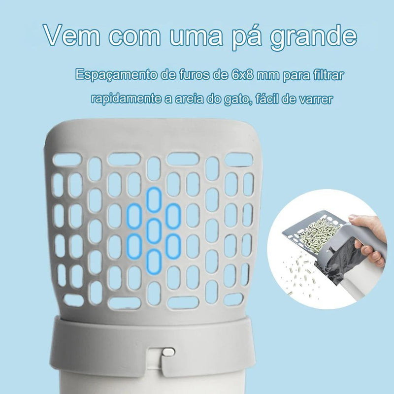 SandPet Clean - Pá para Limpeza Caixa de Areia com Recipiente e Saquinhos