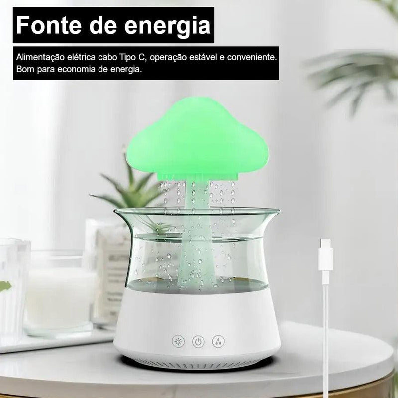 AquaNuvem - Umidificador Nuvem com Gotas Som de Chuva Relaxante