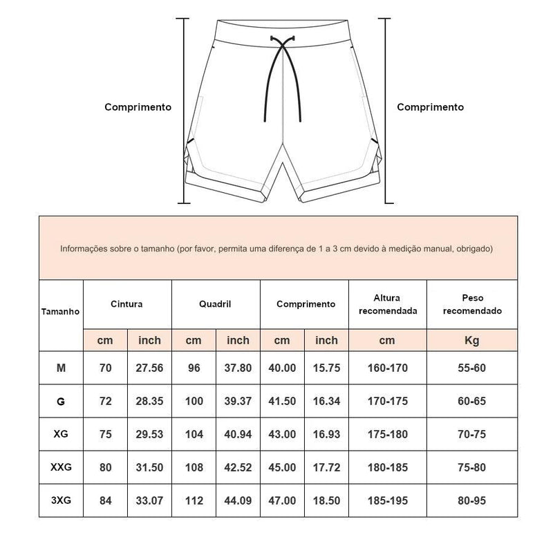 Short Fitness Masculino 2 em 1 Premium