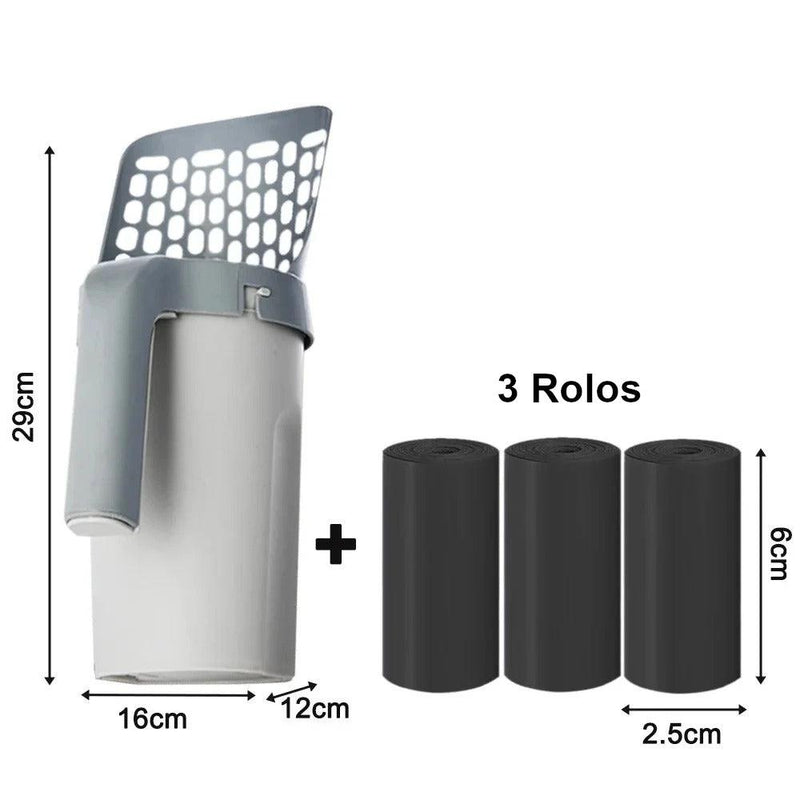 SandPet Clean - Pá para Limpeza Caixa de Areia com Recipiente e Saquinhos